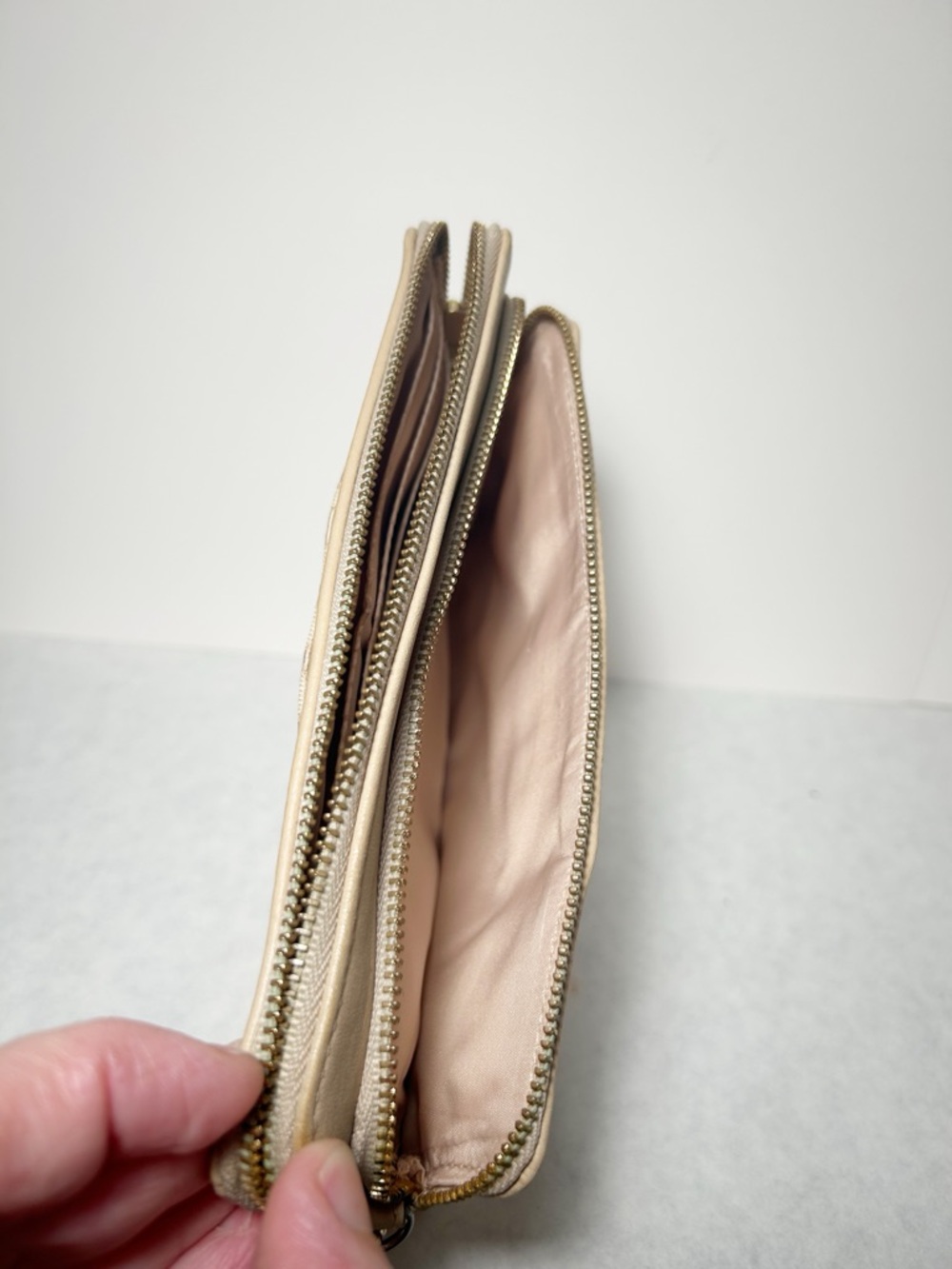 Coach Madison Op Art Double Zip Wallet Wristlet (Style No. F51221) Gold/Tan Tone - Picture 9 of 11